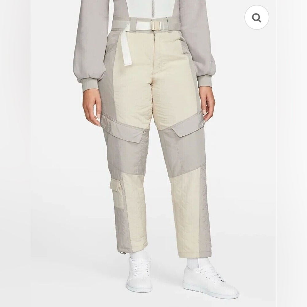 🆕 NWT Nike Jordan Cozy Girl Quilted Pants Loose Fit Two-Tone Cargo Belt Medium
